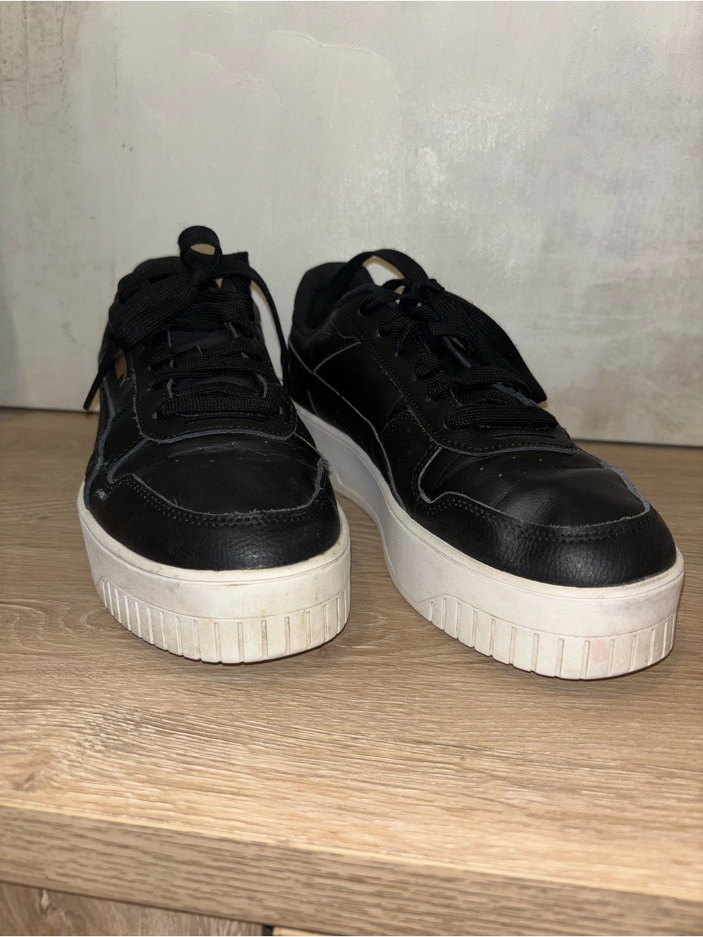 Puma Black Low-Top Platform Sneakers with White Sole